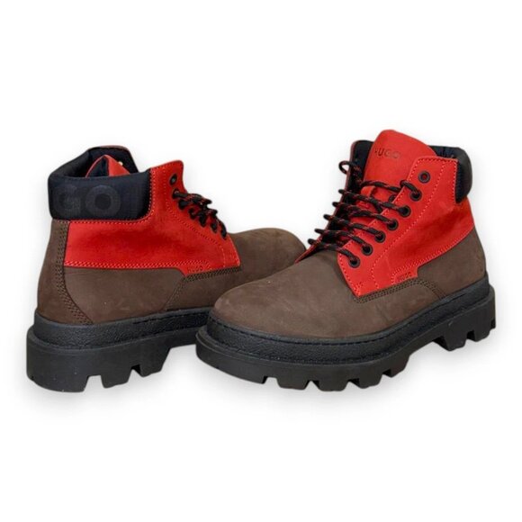 HUGO Graham Men's Brown Red Leather Ankle Boots US 9 (UK 8 EU 42) MSRP $240 - Picture 4 of 4